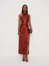 Reformation Emeline Silk Dress In Red