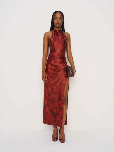 Reformation Emeline Silk Dress In Red