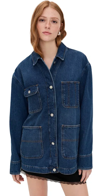 Reformation Emery Denim Chore Jacket Melville In Blue