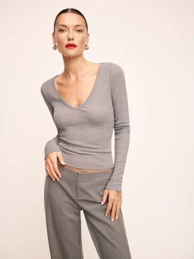 Reformation Emery Knit Top In Charcoal