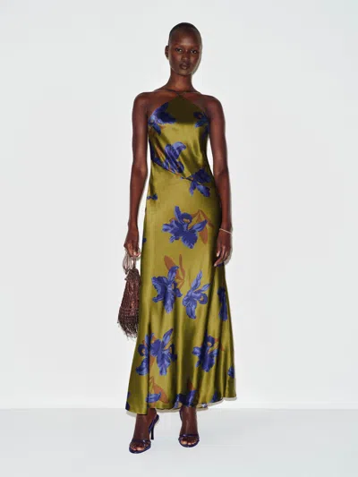 Reformation Emilee Silk Dress Green Large