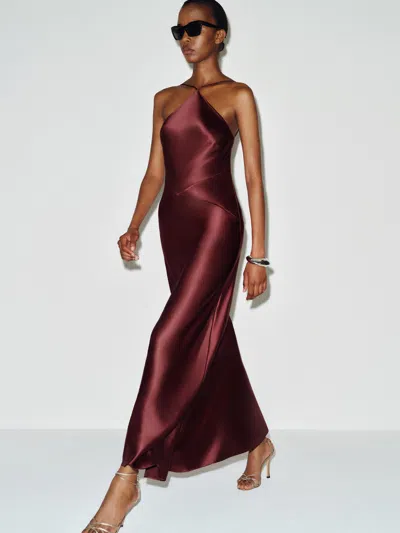 Reformation Emilee Silk Dress Red Large In Burgundy