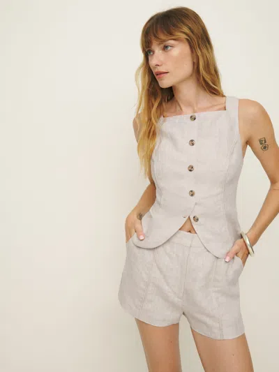 Reformation Emily Linen Two Piece In Oatmeal