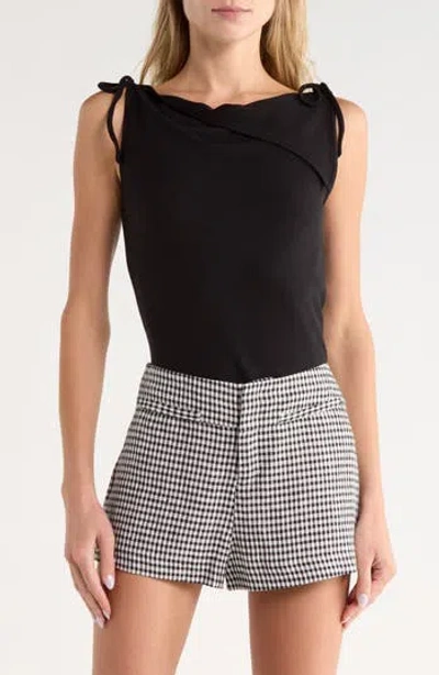 Reformation Emma Asymmetric Collar Knit Top In Black