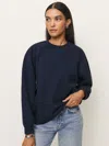 Reformation Emma Classic Crewneck Sweatshirt In Midnight