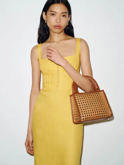 Reformation Emma Mini Bag Natural Rattan In Brown