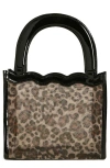 Reformation Emma Mini Top Handle Bag In Leopard Mesh