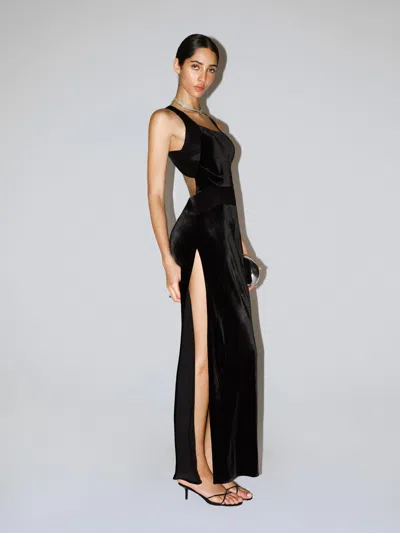 Reformation Emmalee Velvet Dress In Black