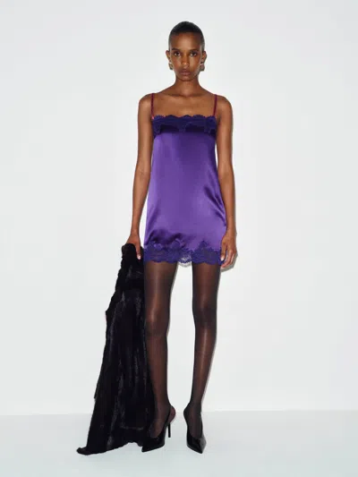 Reformation Emma-rose Silk Dress Purple Large In Blue