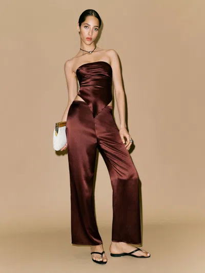 Reformation Ensemble En Soie Marisol In Burgundy