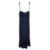 Reformation Enya Midi Self-tie Dress In Navy Blue Viscose In Blue