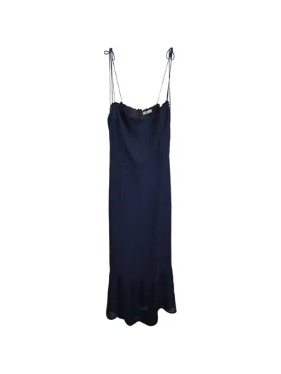 Pre-owned Reformation Enya Self-tie Midi Dress In Blue
