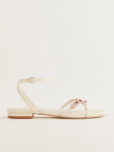 Reformation Erica Flat Bow Sandal In Almond / Alabaster