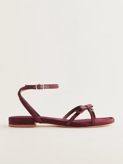 Reformation Erica Flat Bow Sandal In Ruby Satin