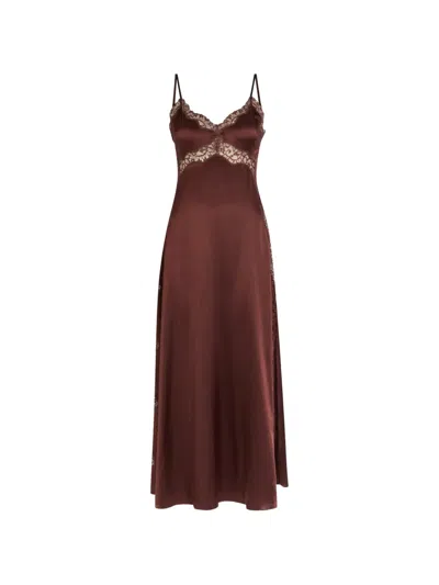 Reformation Ericka Lace-trim Silk Midi Slip Dress In Burgundy