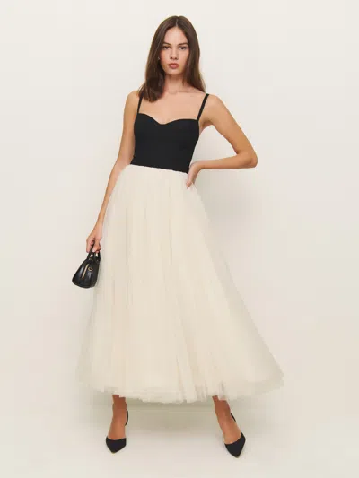 Reformation Esmarie Dress In Black With Ivory