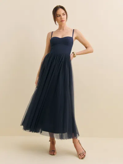 Reformation Esmarie Dress In Navy