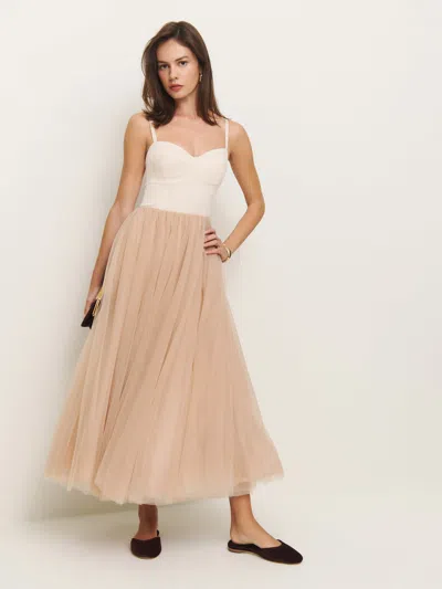 Reformation Esmarie Dress In Prosecco With Biscotti