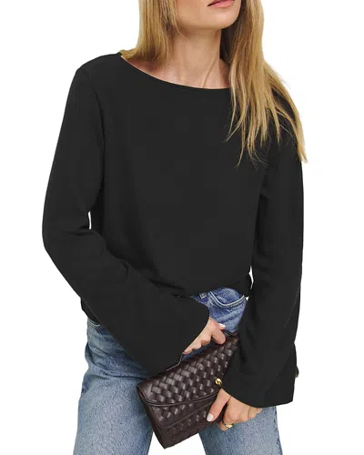 Reformation Eternity Boat Neck Knit Top In Black