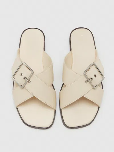 Reformation Etta Flat Sandal Ivory 10.5 In Multi