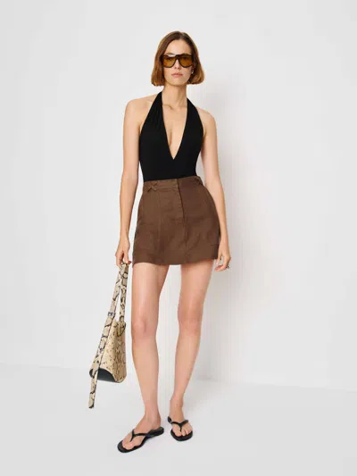 Reformation Etta Linen Skirt In Brown