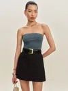Reformation Etta Linen Skirt In Noir