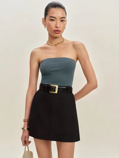 Reformation Etta Linen Skirt In Black