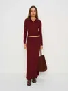 Reformation Ettie Regenerative Merino Midi Skirt In Burgundy