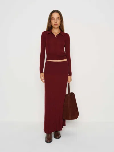Reformation Ettie Regenerative Merino Midi Skirt In Burgundy