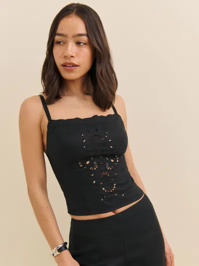 Reformation Eva Linen Top In Black