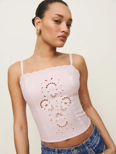 Reformation Eva Linen Top In Cherry Blossom