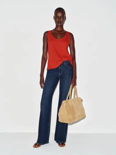 Reformation Eva Pointelle Knit Top Red Large In Multi