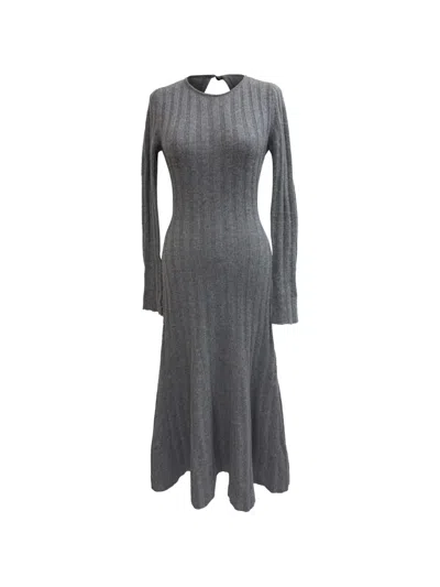 Pre-owned Reformation Evan Ribbed-knit Dress In Gray