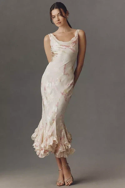 Reformation Evanthe Burnout Floral Printed Maxi Dress In Neutral