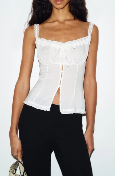Reformation Eveline Split Front Organic Cotton Blend Camisole In White