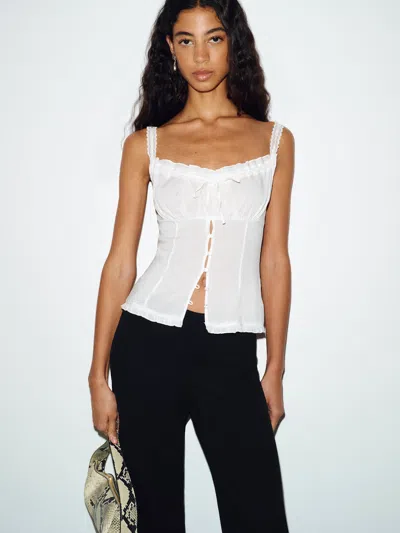 Reformation Eveline Top Ivory Lace 12 In White
