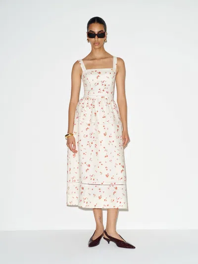 Reformation Everett Linen Dress Ivory 12 In Multi