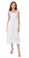 Reformation Womens Everett Square-neck Linen Midi Dress White In White