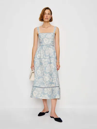 Reformation Everett Linen Dress In Blue