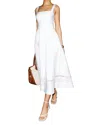 Reformation Womens Everett Square-neck Linen Midi Dress White In White