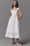 Reformation Womens Everett Square-neck Linen Midi Dress White In White