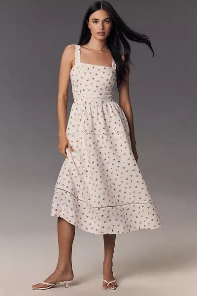 Reformation Everett Linen Midi Dress In Beige