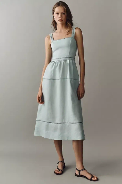 Reformation Everett Linen Midi Sundress In Blue