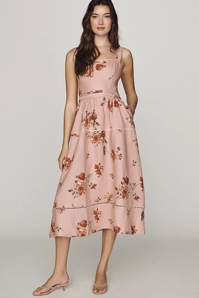 Reformation Everett Linen Midi Sundress In Pink