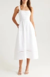 Reformation Womens Everett Square-neck Linen Midi Dress White In White