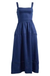 Reformation Everett Sleeveless Linen Mid Dress In Danube