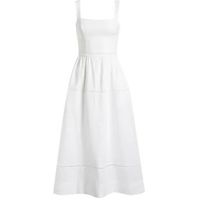 Reformation Womens Everett Square-neck Linen Midi Dress White