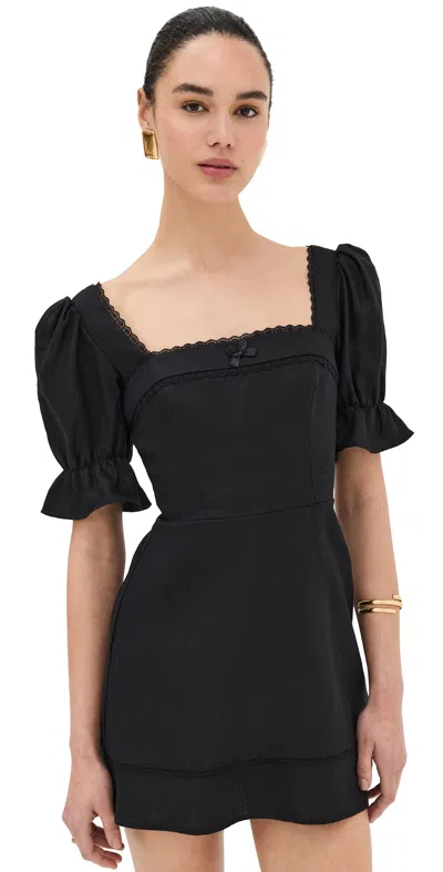 Reformation Evianna Linen Dress Black