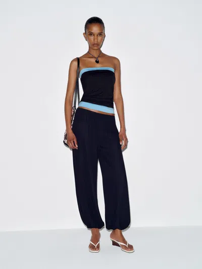 Reformation Evie Knit Top Black Capri Xl