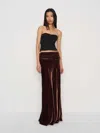 Reformation Evie Velvet Skirt Brown 4 In Brown